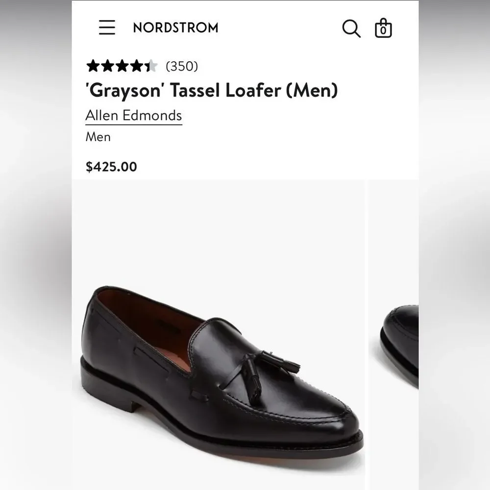 Allen Edmonds Grayson Men's Black Leather Tassels Loafers Sz 9.5C - Like a New